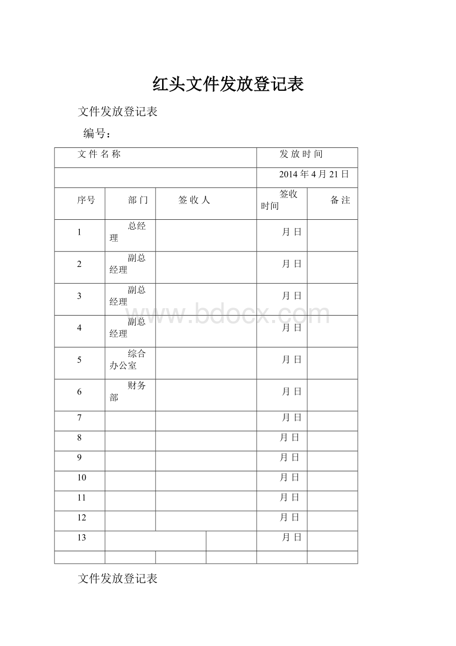 红头文件发放登记表.docx