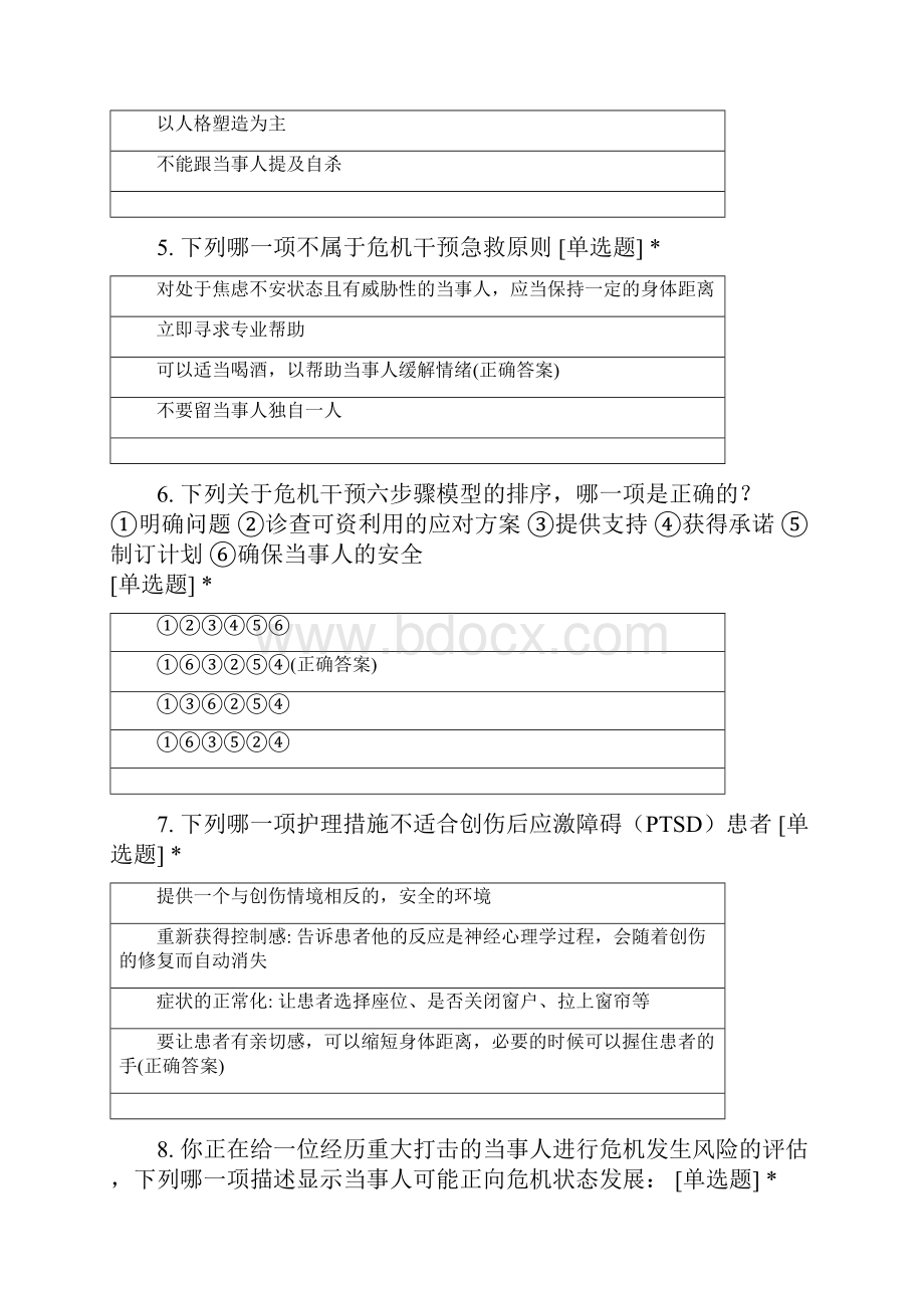 武汉市突发公共事件心理救援与危机干预队伍培训后测.docx_第2页