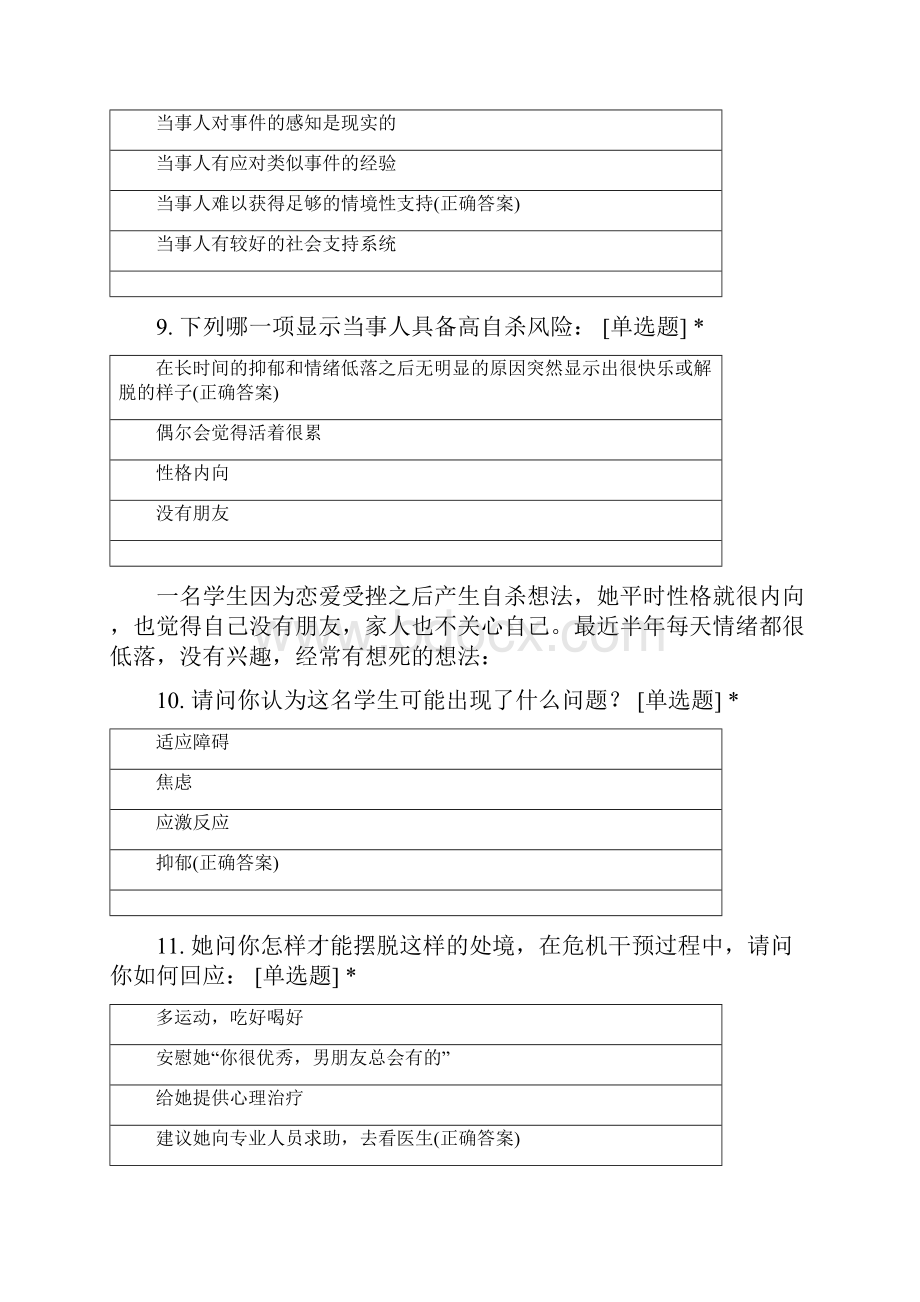 武汉市突发公共事件心理救援与危机干预队伍培训后测.docx_第3页