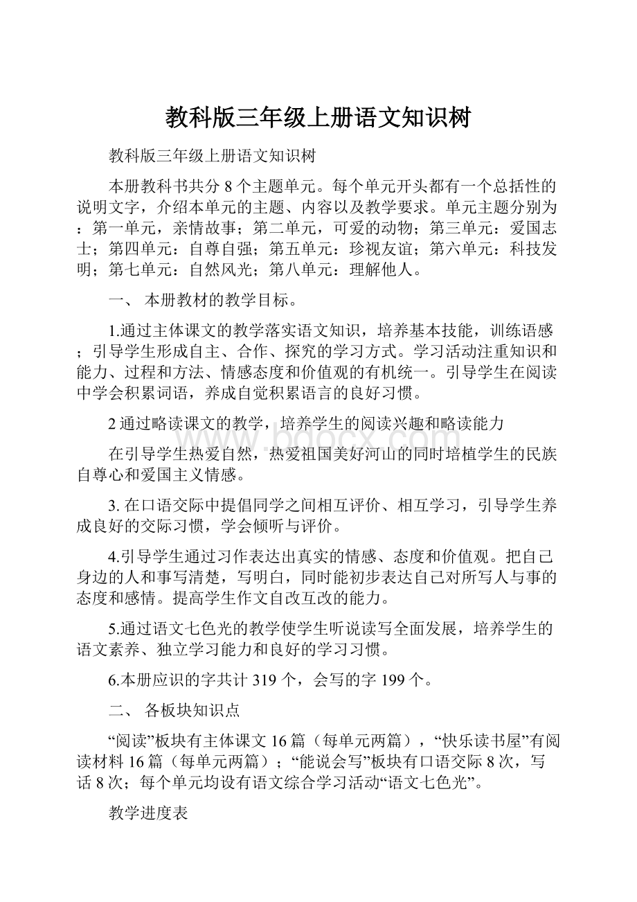 教科版三年级上册语文知识树.docx