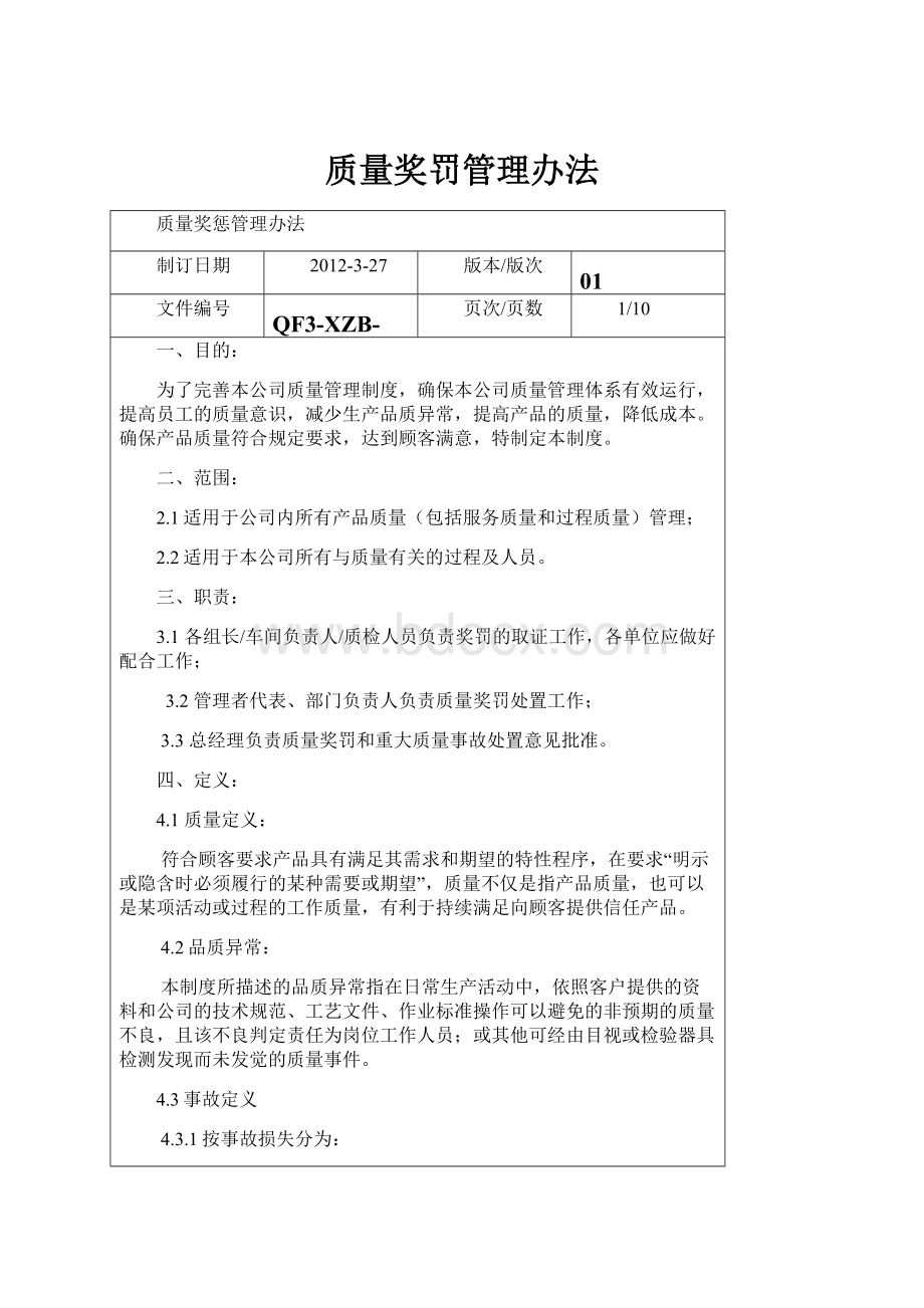 质量奖罚管理办法.docx_第1页