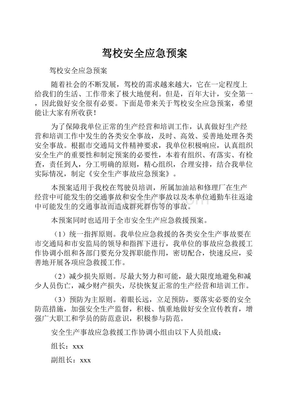 驾校安全应急预案.docx