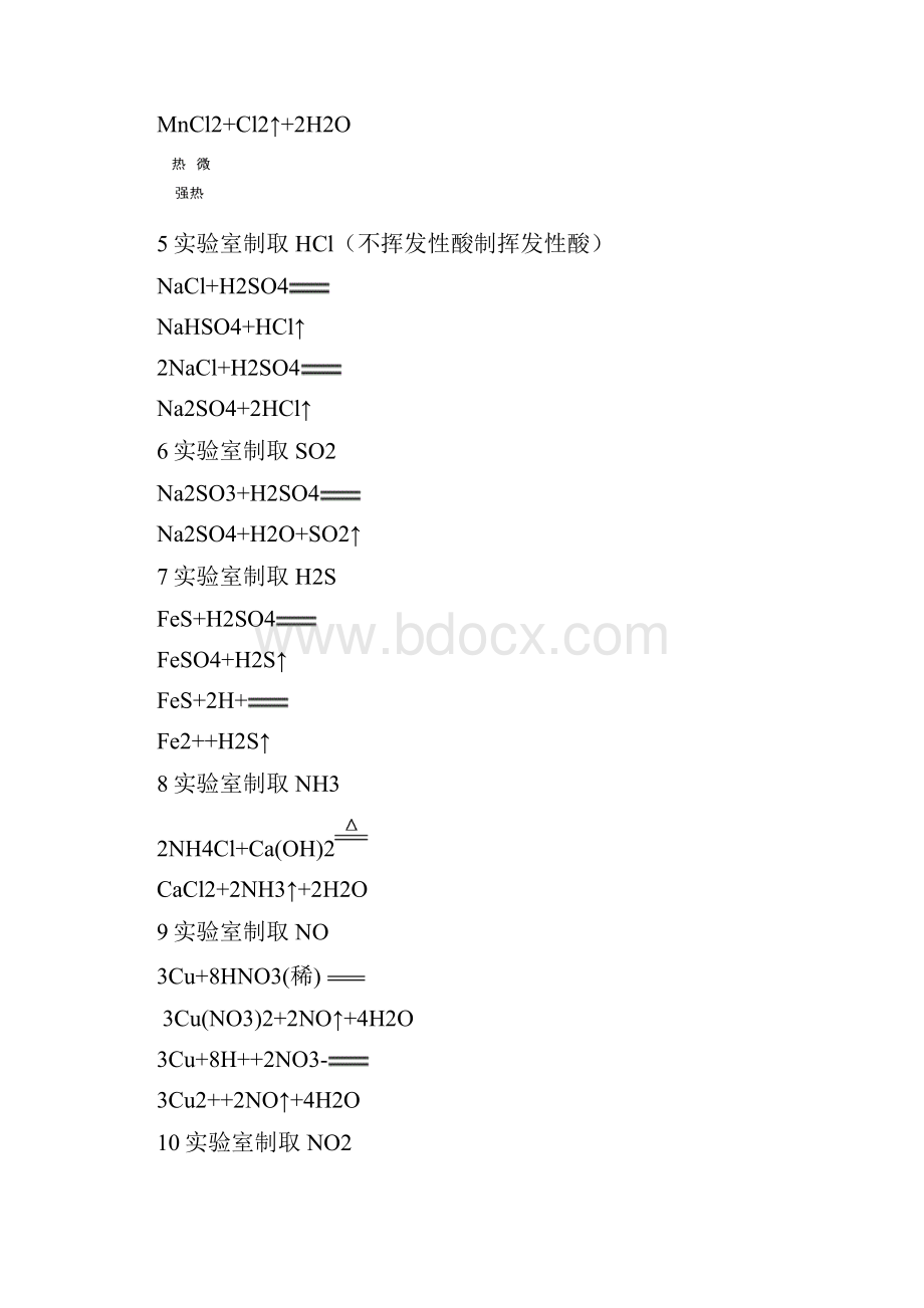 高中工业实验室制取化学方程式全.docx_第2页