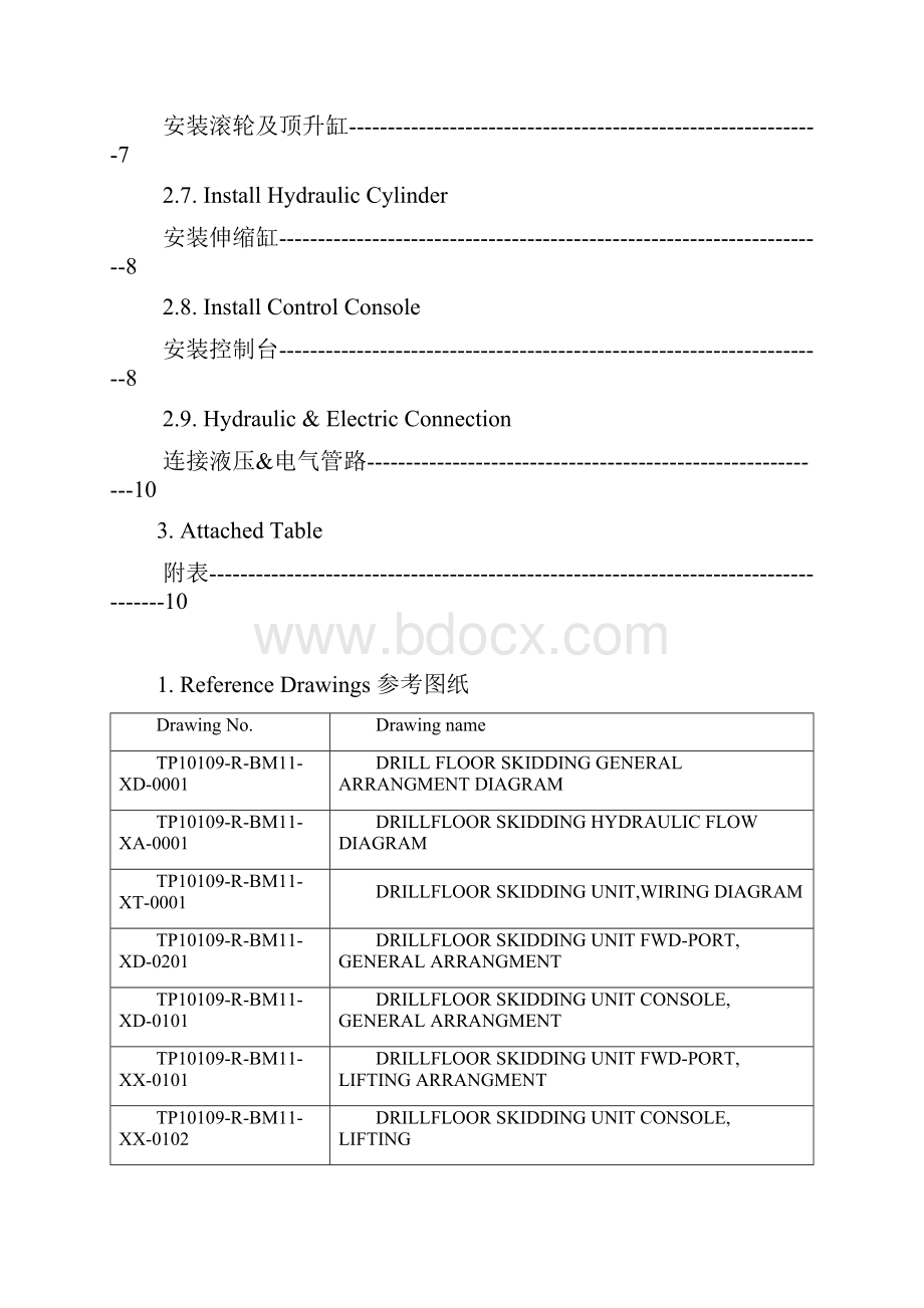 自升平台钻台滑移装置安装程序 Drillfloor Skidding Unit installati.docx_第2页