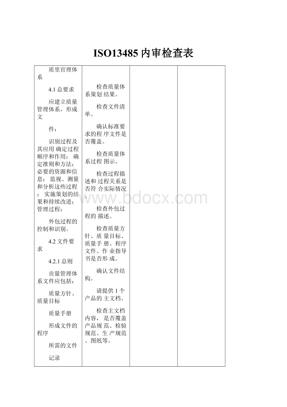 ISO13485内审检查表.docx