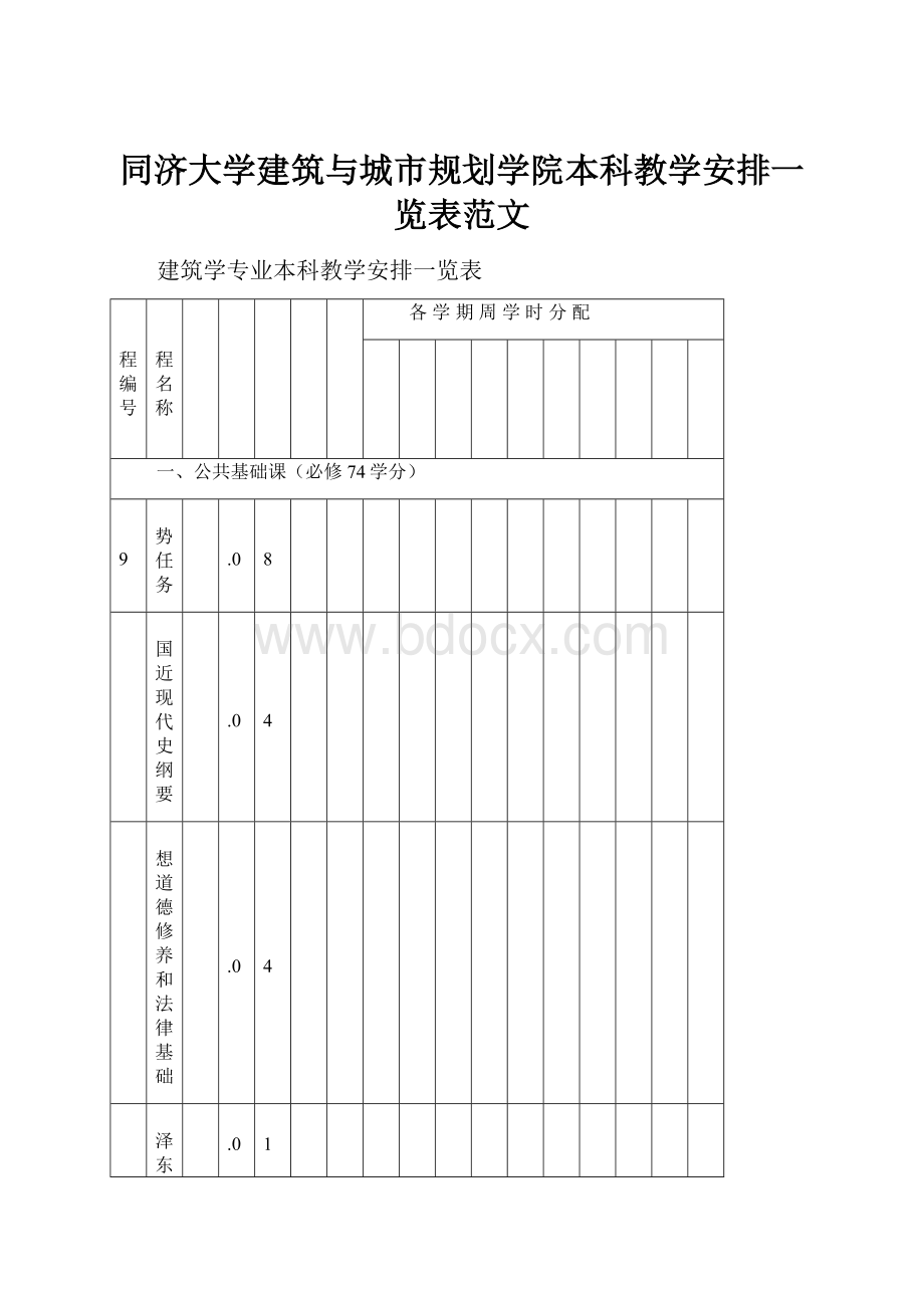 同济大学建筑与城市规划学院本科教学安排一览表范文.docx_第1页