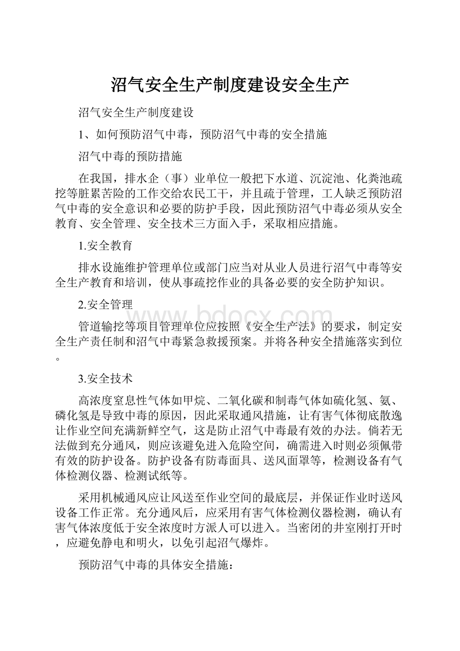 沼气安全生产制度建设安全生产.docx