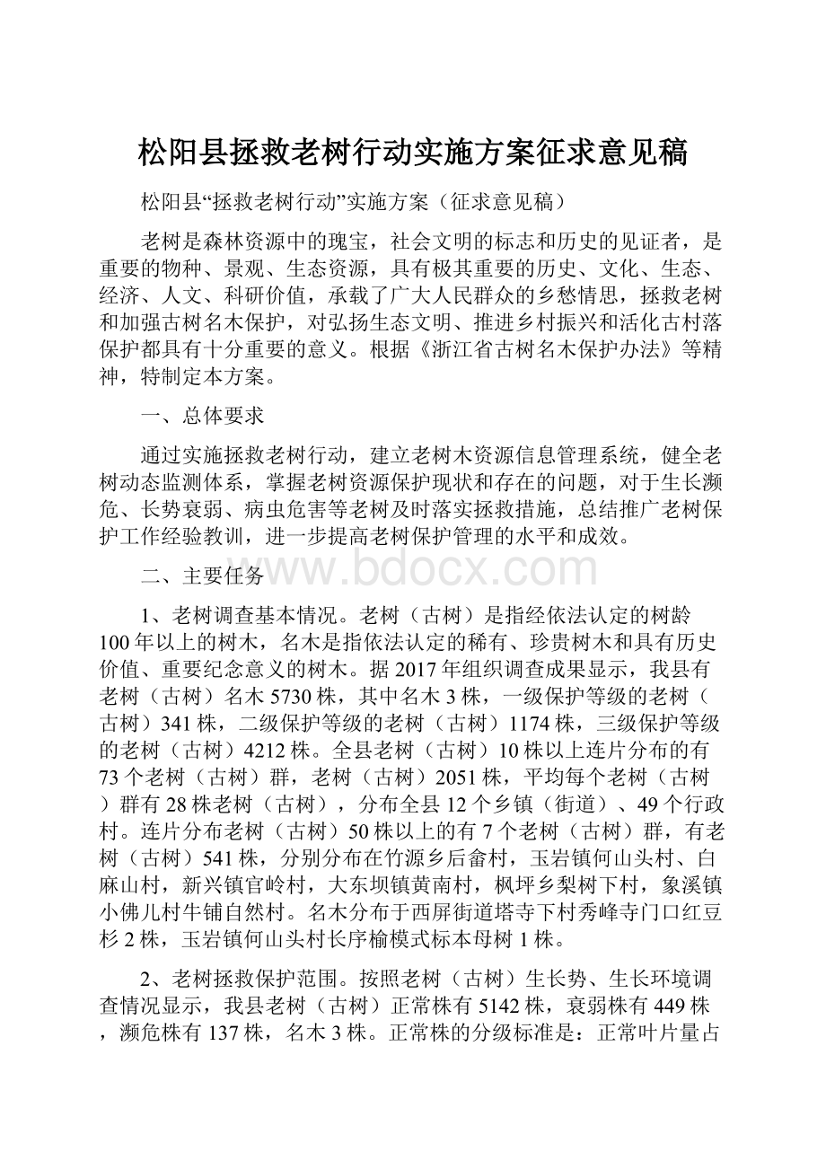 松阳县拯救老树行动实施方案征求意见稿.docx_第1页