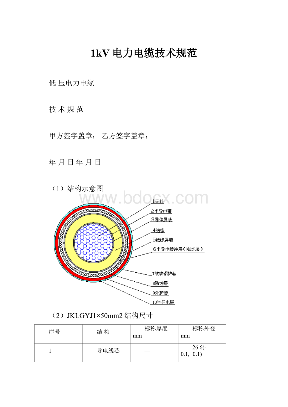 1kV电力电缆技术规范.docx