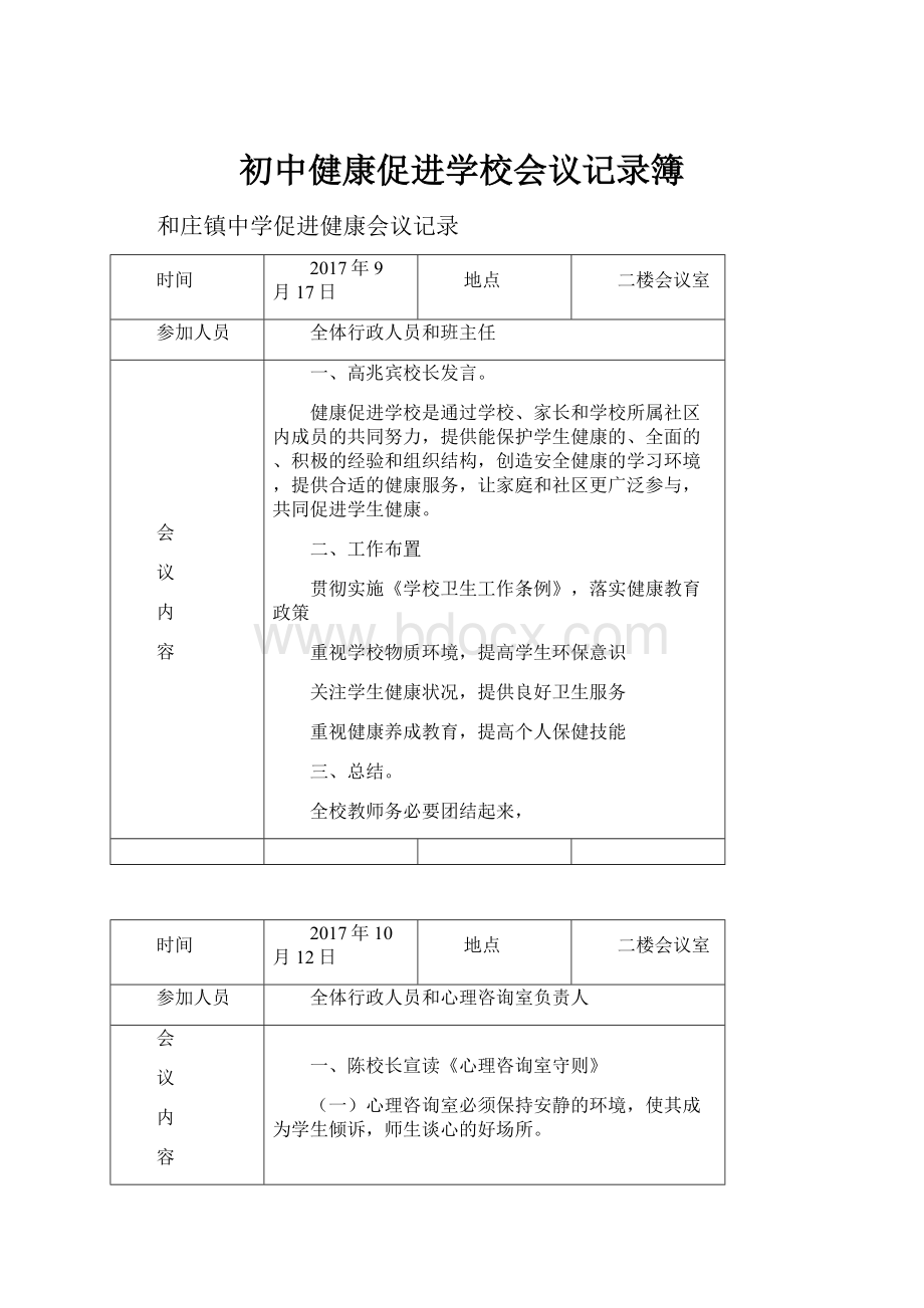 初中健康促进学校会议记录簿.docx