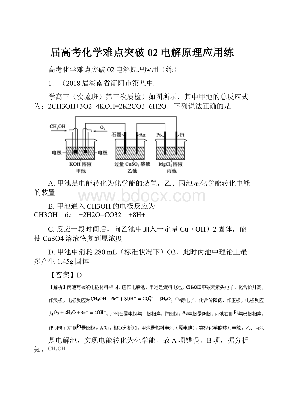 届高考化学难点突破02电解原理应用练.docx