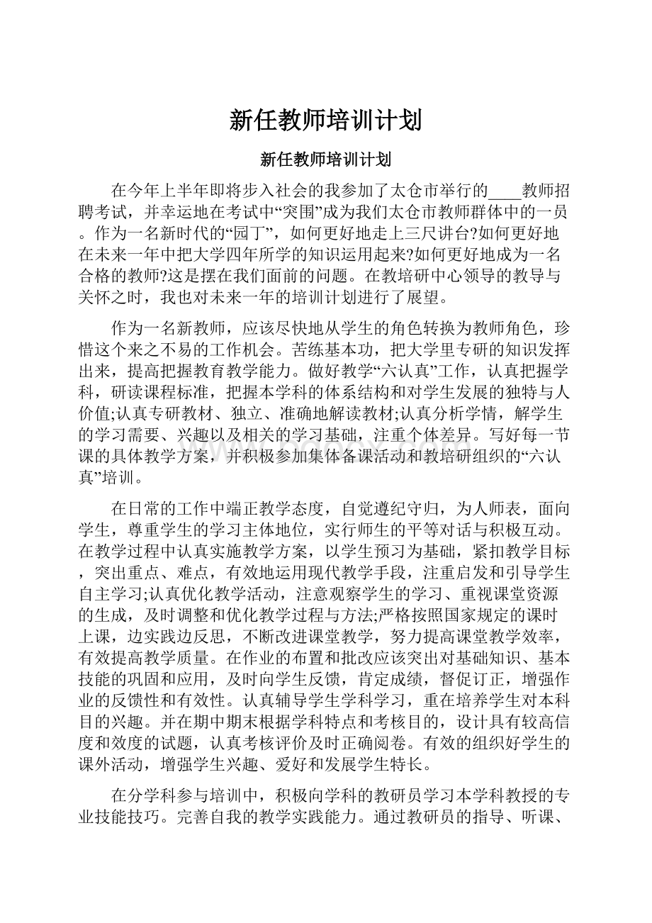 新任教师培训计划.docx