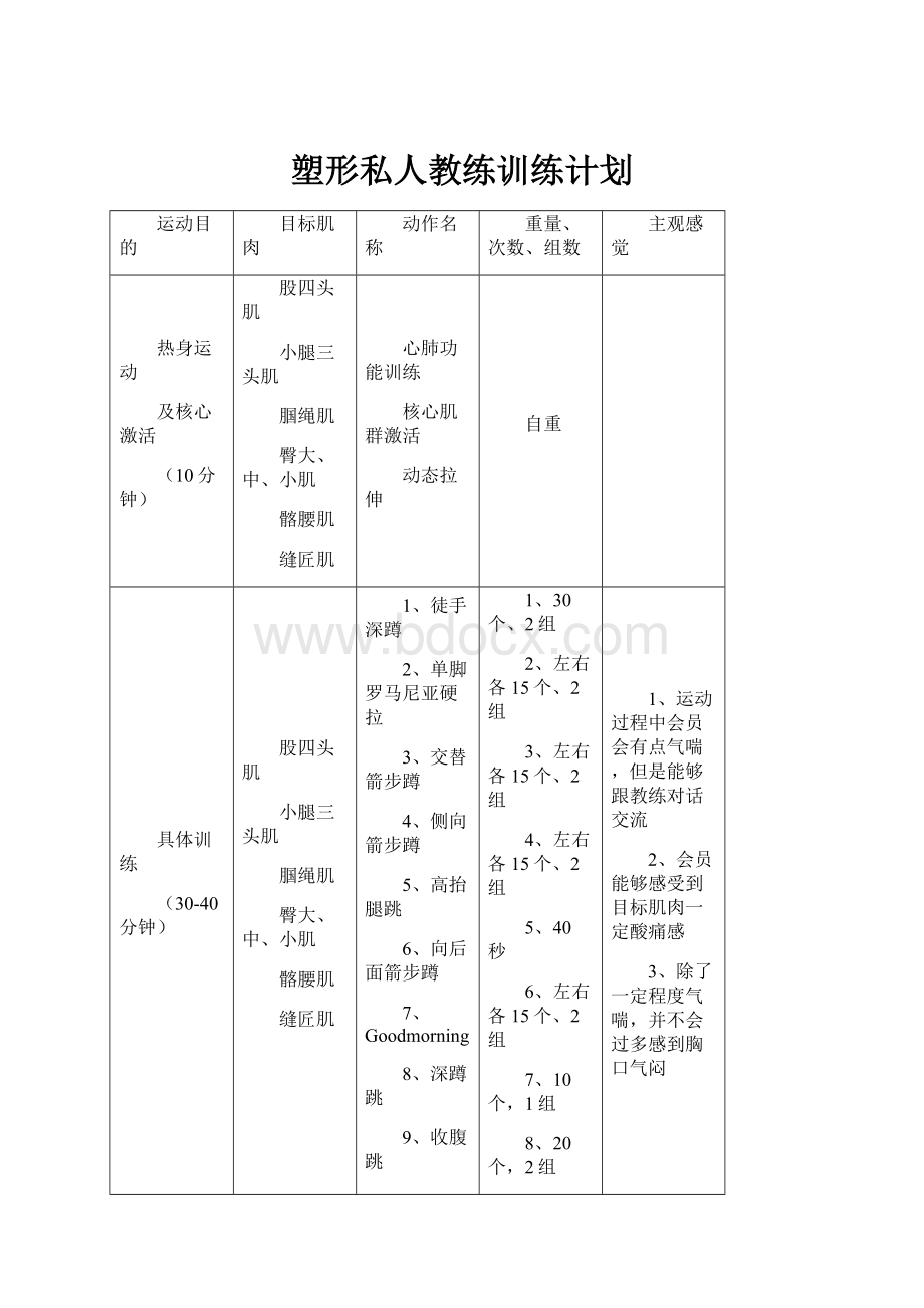 塑形私人教练训练计划.docx_第1页