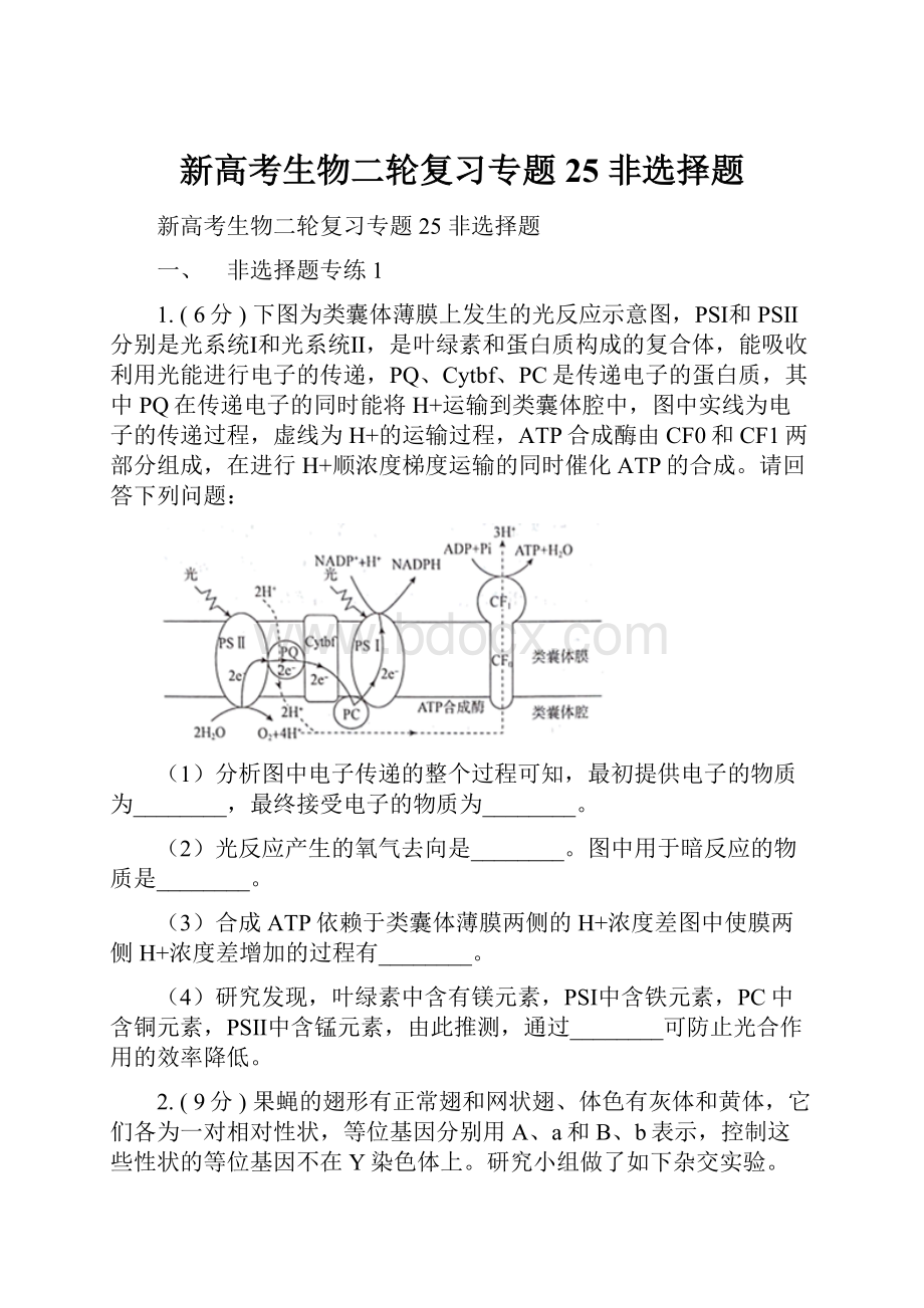 新高考生物二轮复习专题25 非选择题.docx