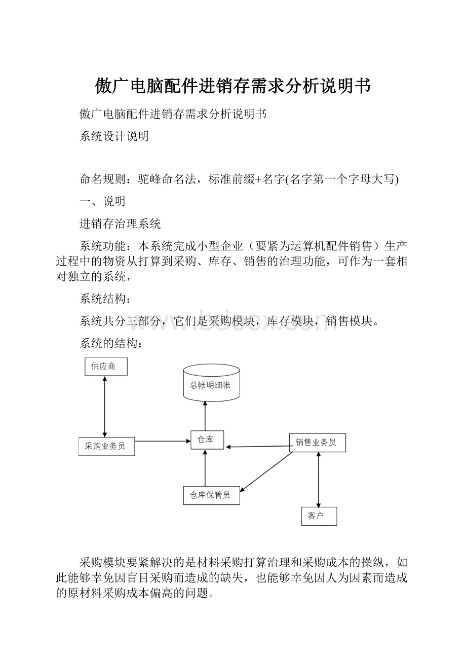 傲广电脑配件进销存需求分析说明书.docx