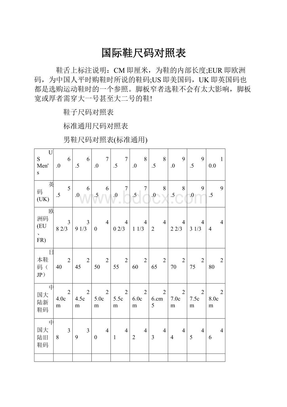 国际鞋尺码对照表.docx_第1页