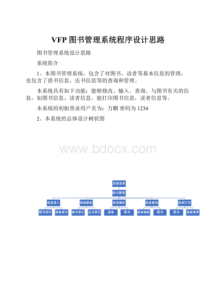 VFP图书管理系统程序设计思路.docx