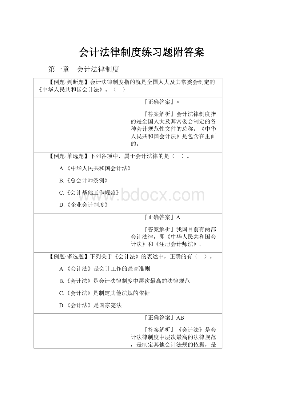 会计法律制度练习题附答案.docx_第1页