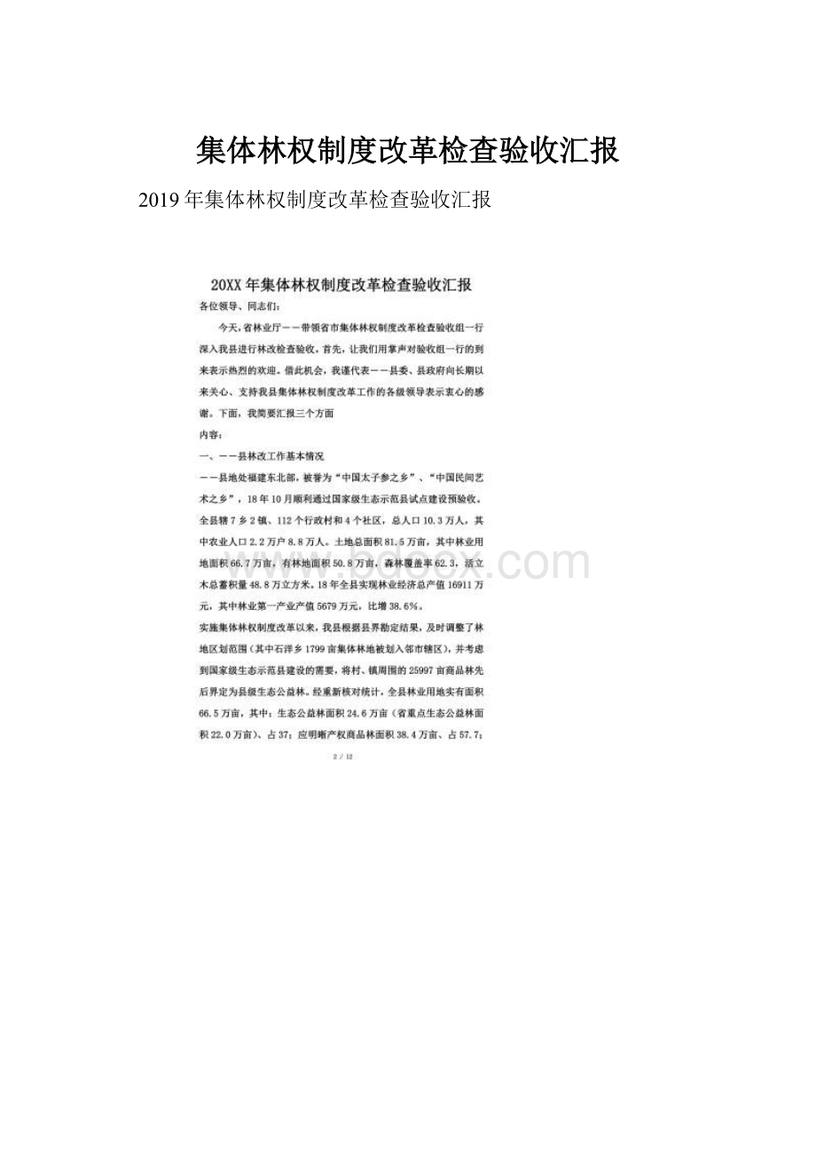 集体林权制度改革检查验收汇报.docx_第1页