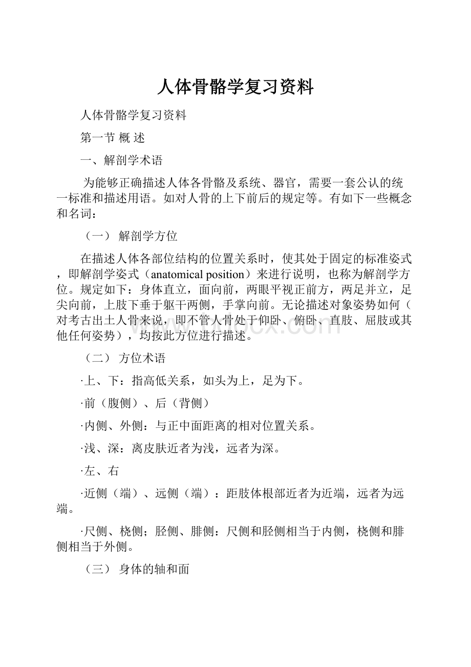 人体骨骼学复习资料.docx_第1页