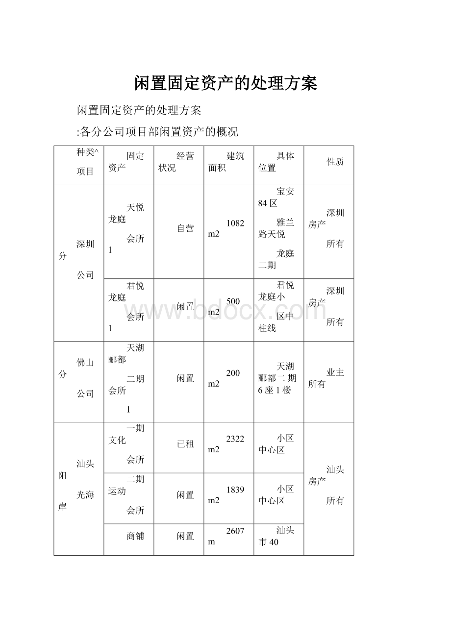 闲置固定资产的处理方案.docx