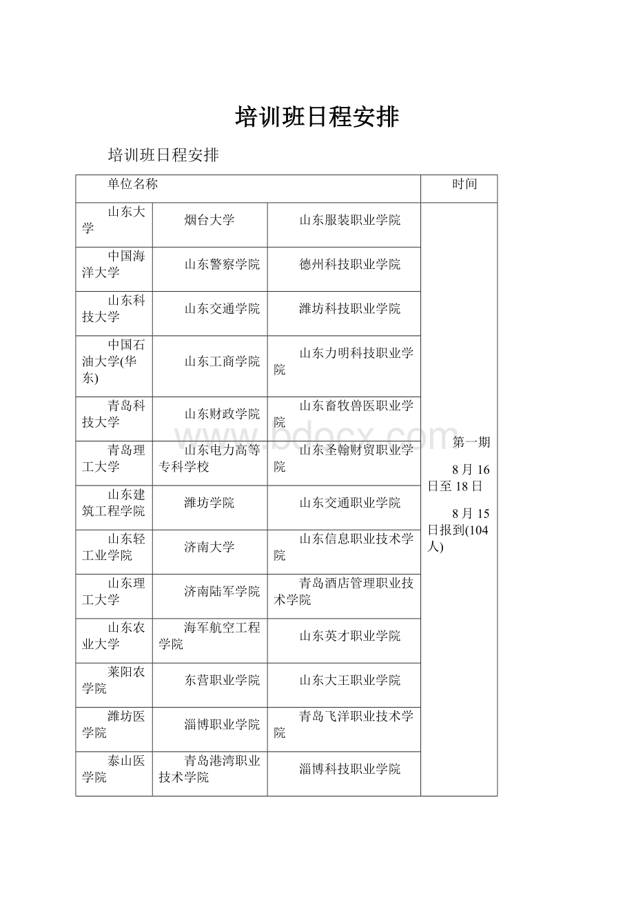 培训班日程安排.docx_第1页