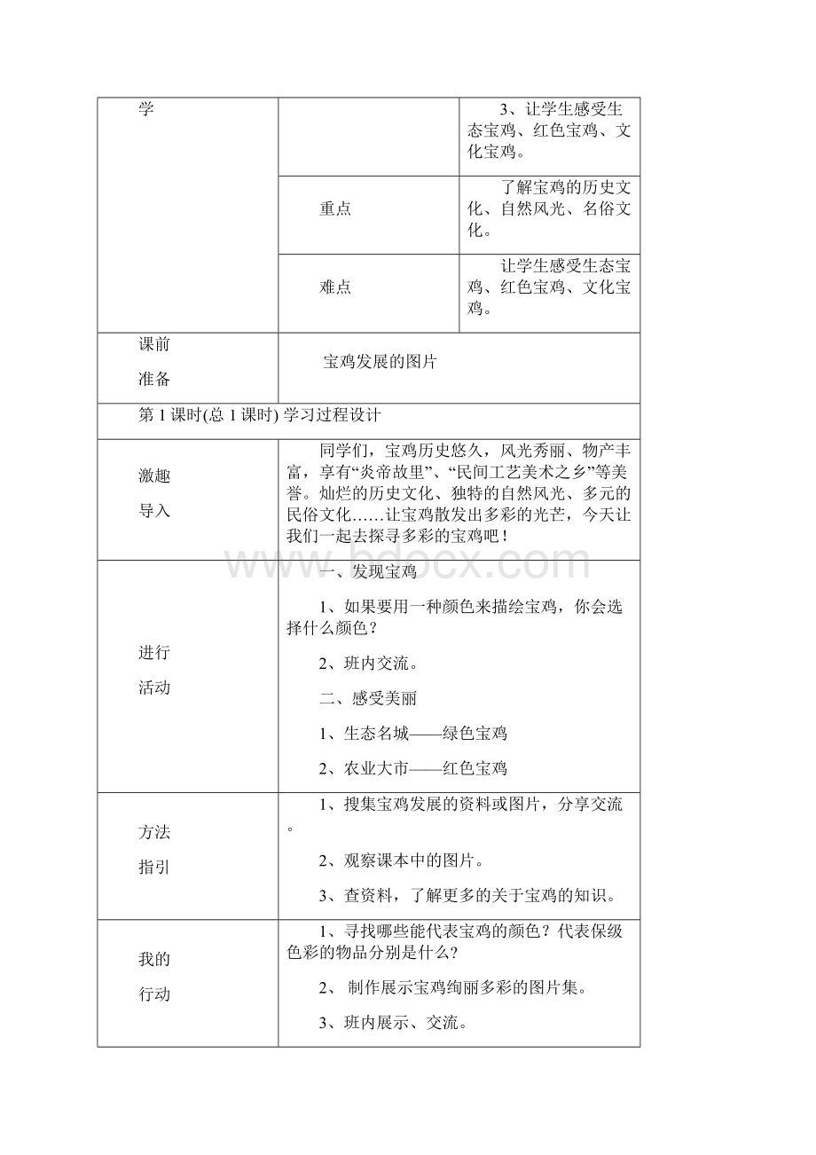 五年级上册《美丽宝鸡》教案汇总.docx_第2页