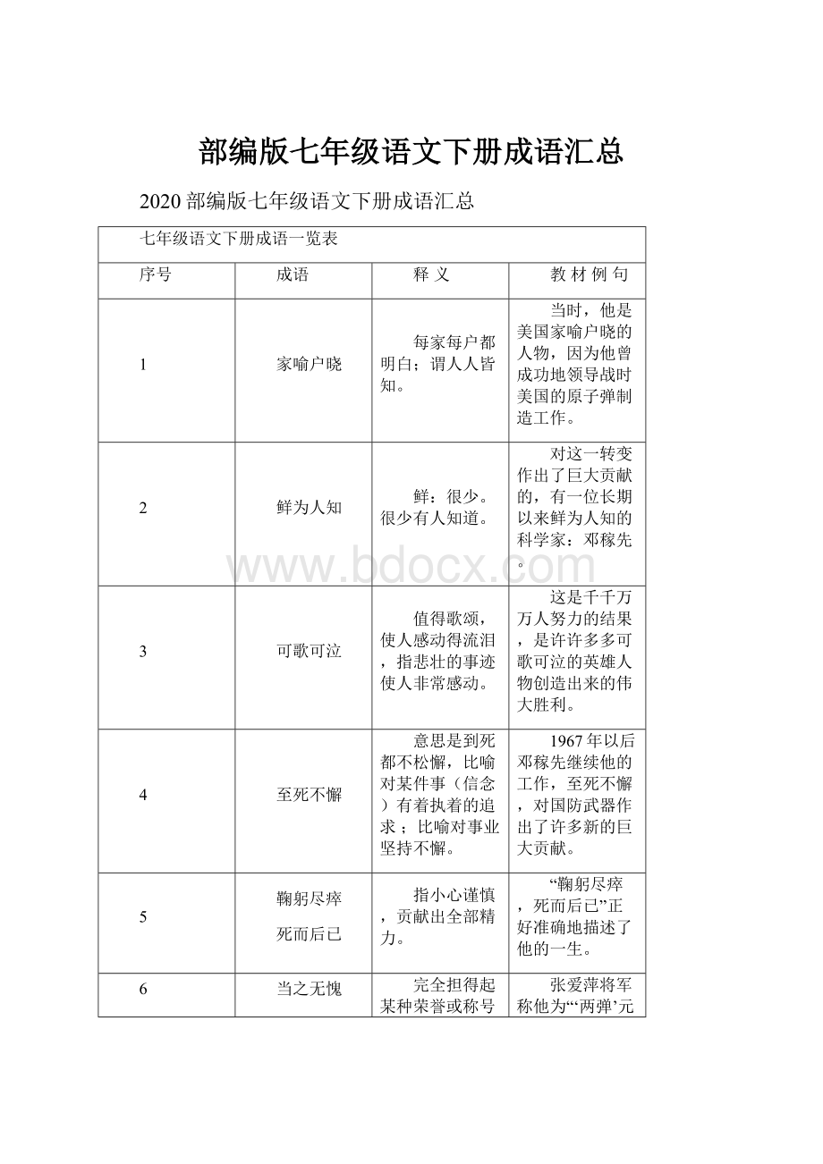 部编版七年级语文下册成语汇总.docx_第1页