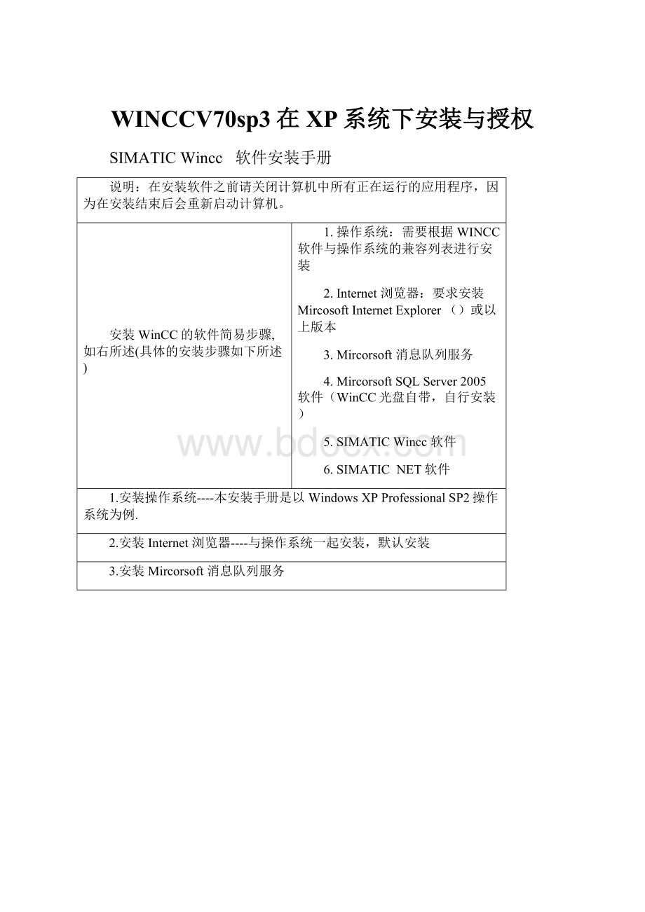 WINCCV70sp3在XP系统下安装与授权.docx_第1页