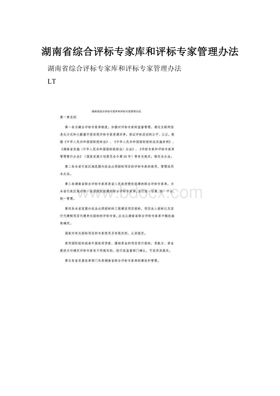 湖南省综合评标专家库和评标专家管理办法.docx