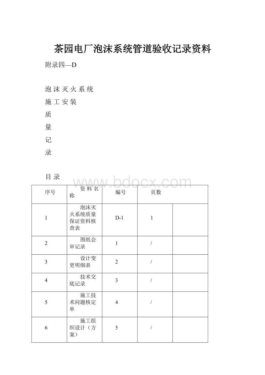 茶园电厂泡沫系统管道验收记录资料.docx_第1页