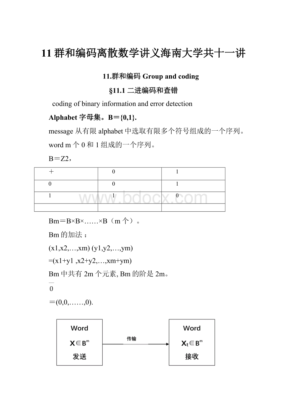 11群和编码离散数学讲义海南大学共十一讲.docx