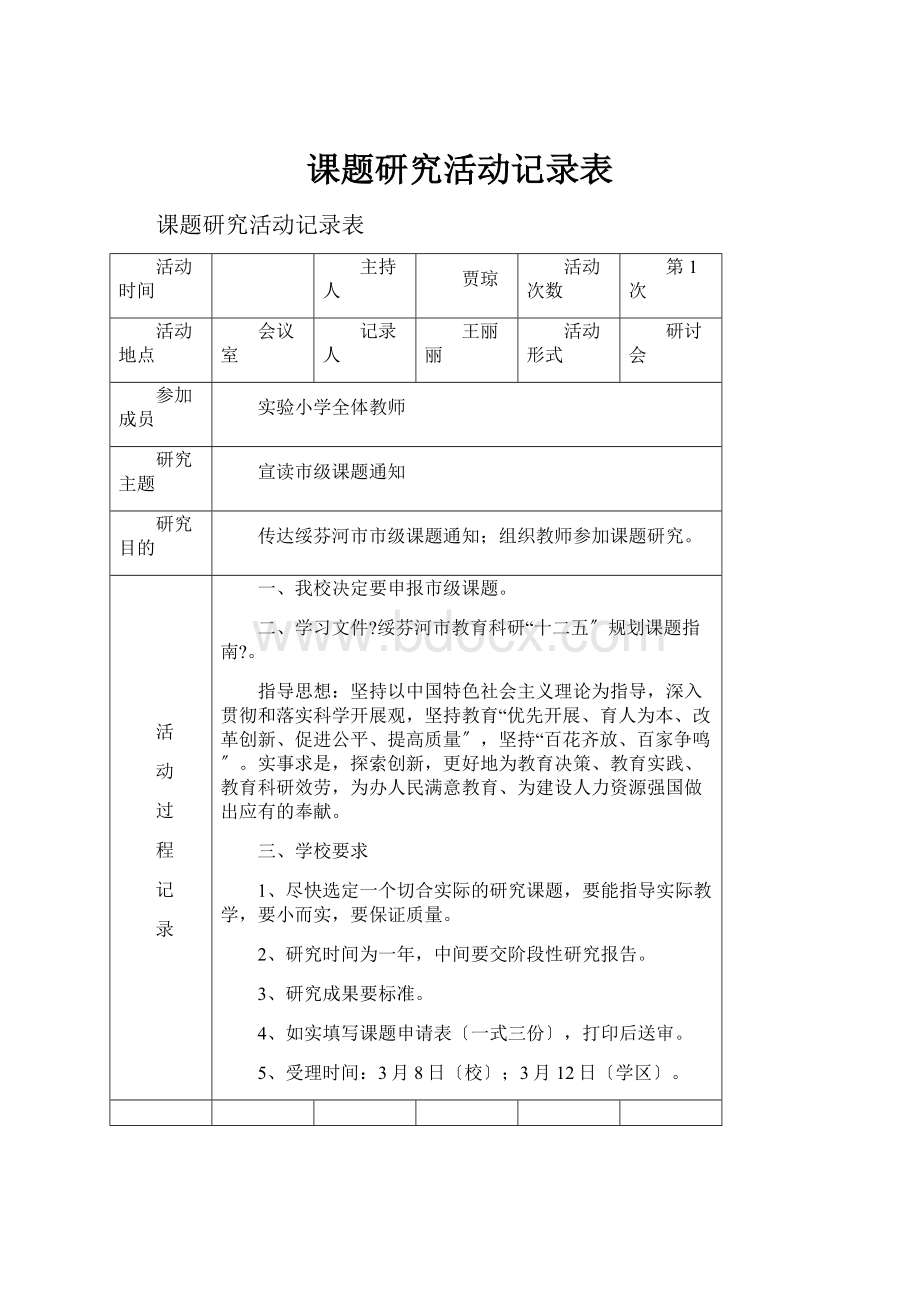 课题研究活动记录表.docx_第1页