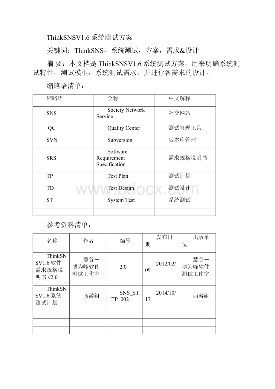 No6 ThinkSNS 系统测试方案 西游组.docx_第3页