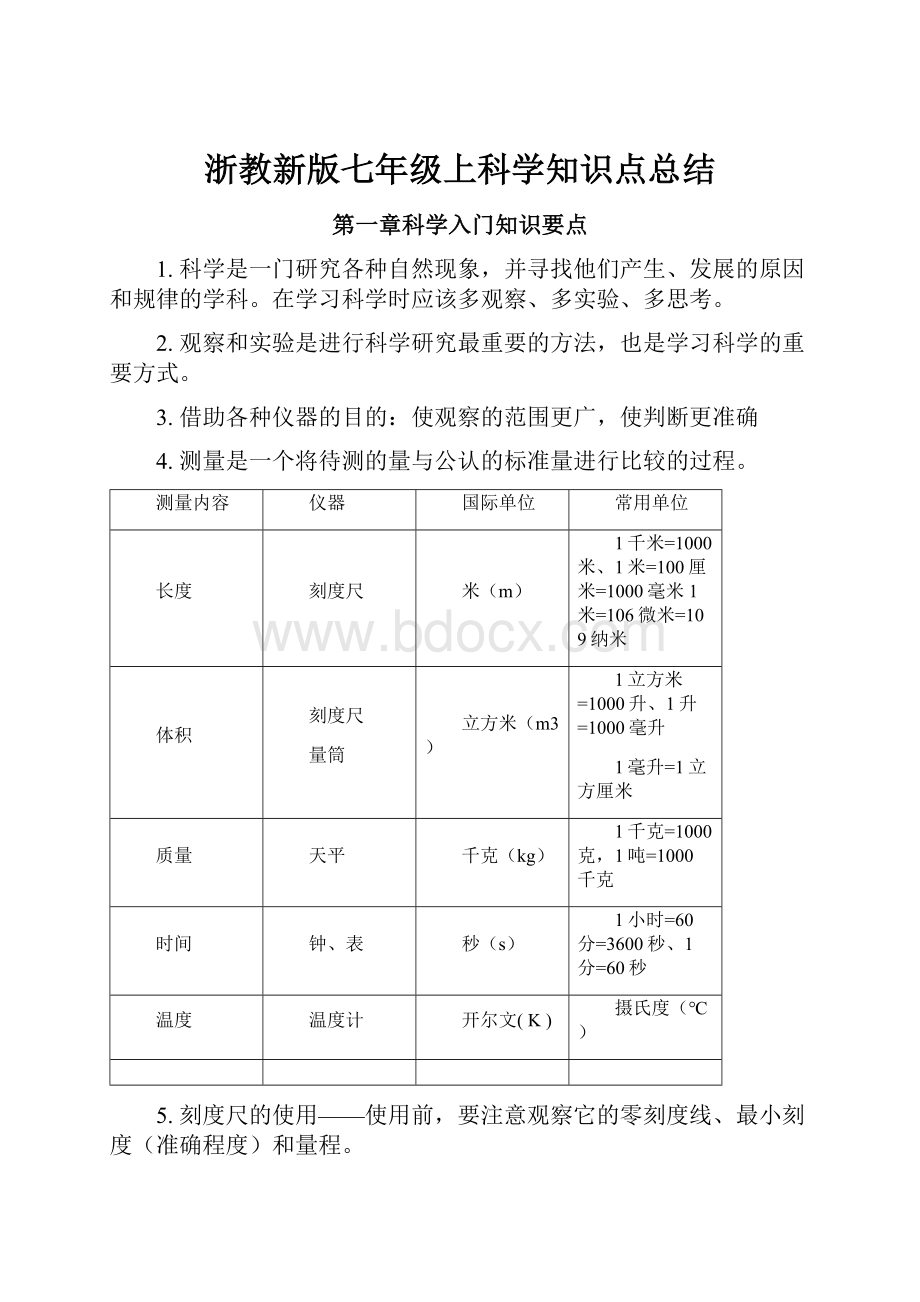 浙教新版七年级上科学知识点总结.docx_第1页