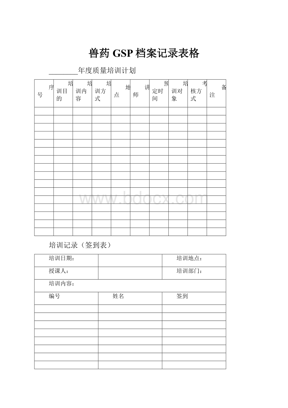 兽药GSP档案记录表格.docx_第1页