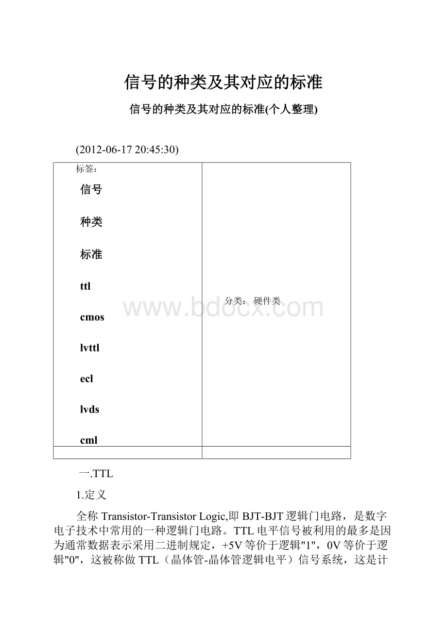 信号的种类及其对应的标准.docx