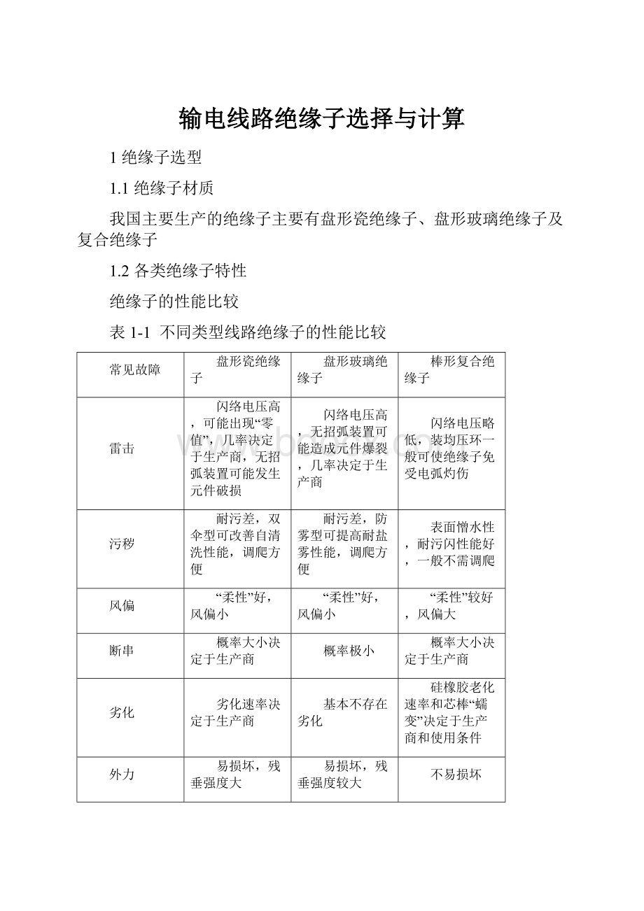 输电线路绝缘子选择与计算.docx