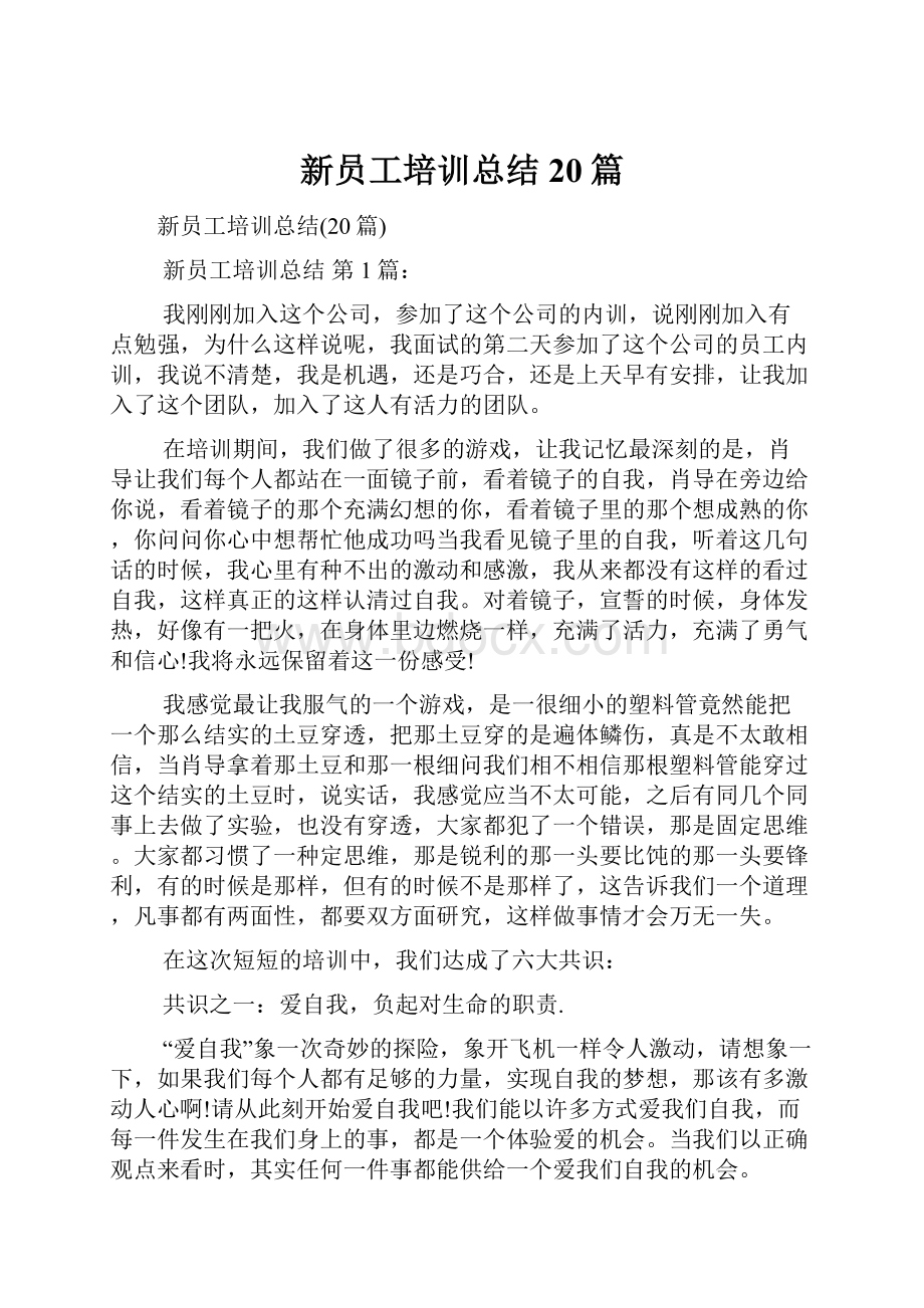 新员工培训总结20篇.docx_第1页