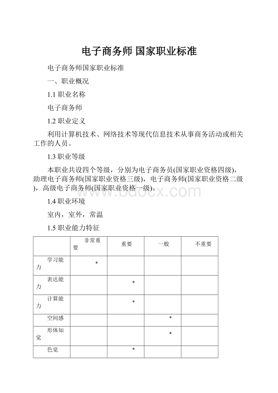 电子商务师 国家职业标准.docx