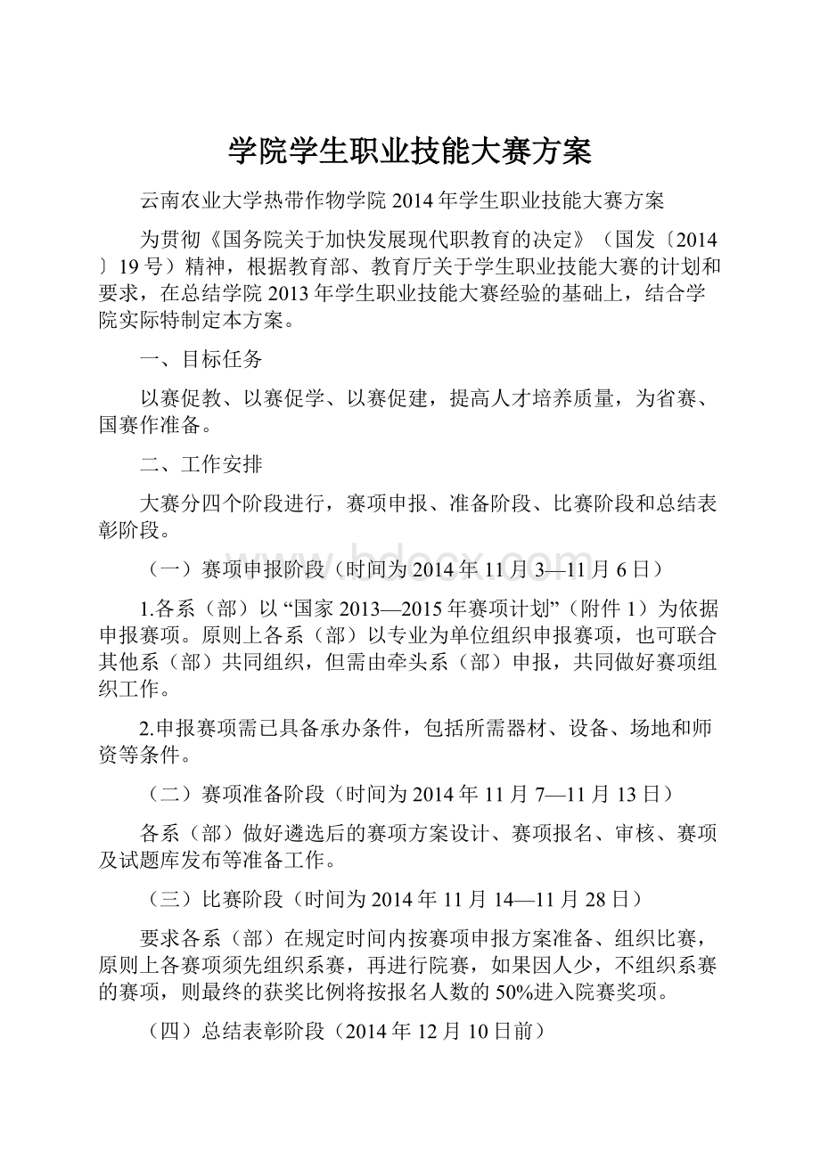 学院学生职业技能大赛方案.docx_第1页