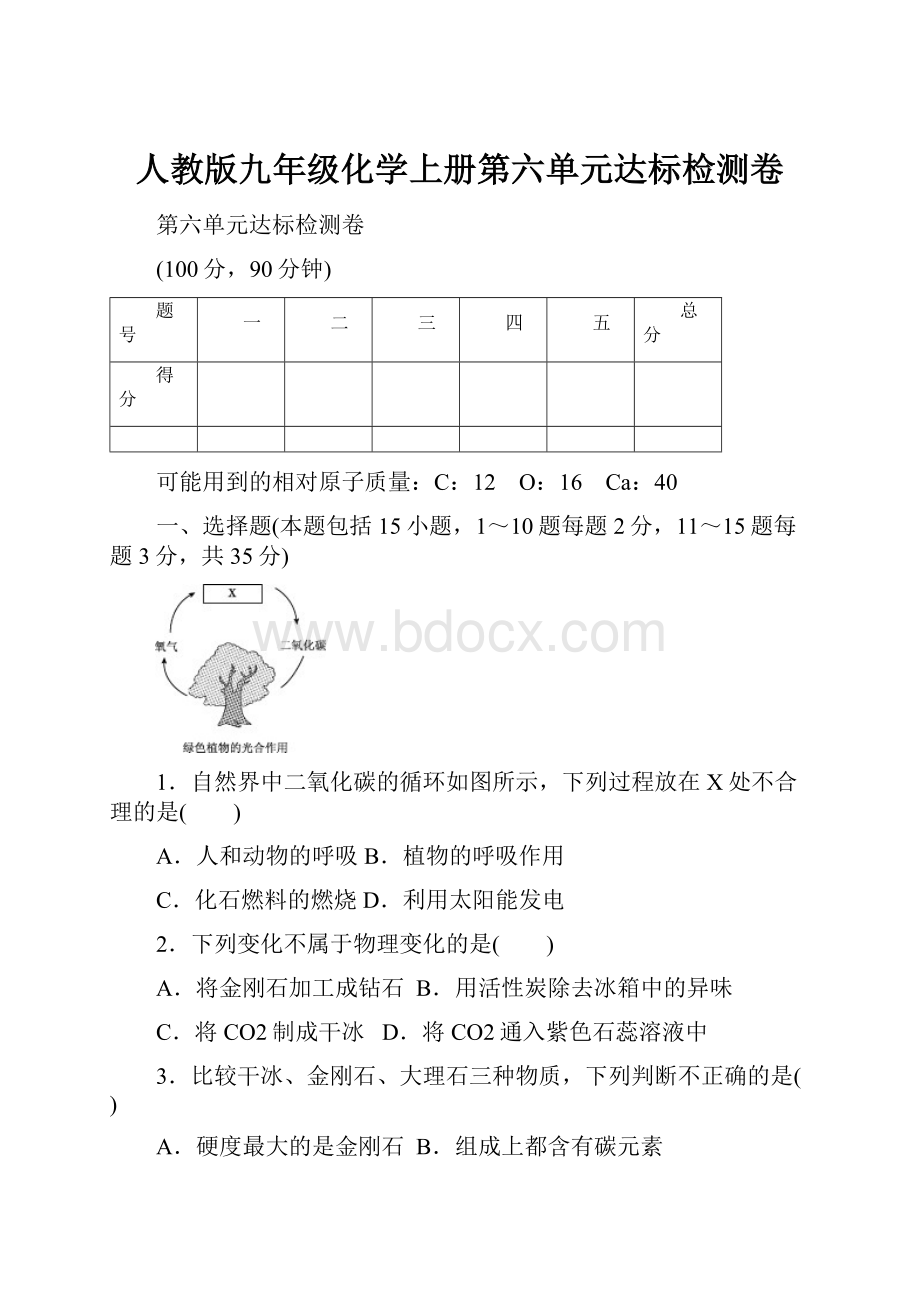 人教版九年级化学上册第六单元达标检测卷.docx_第1页