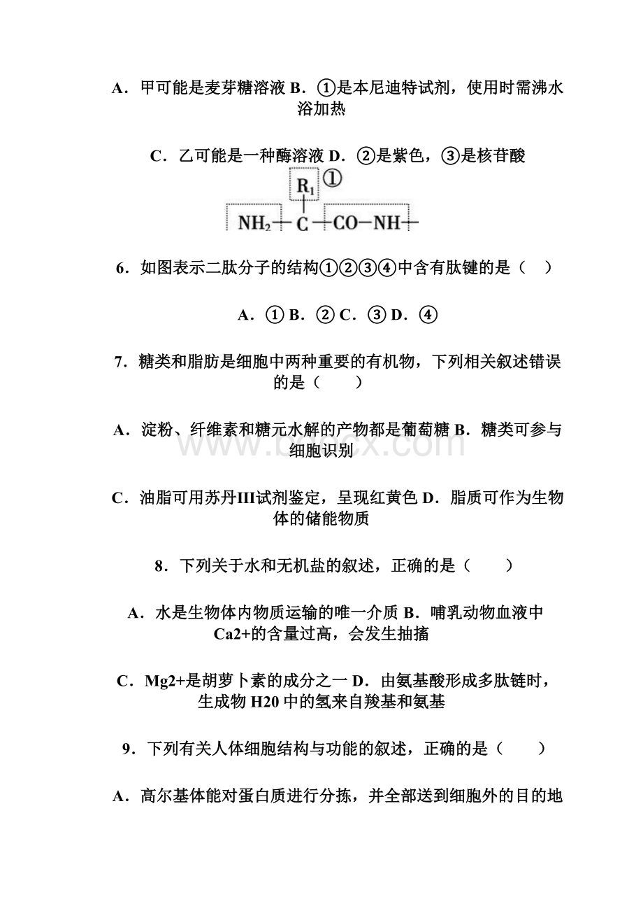 浙江省杭州市塘栖中学学年高一上学期期中考试生物试题.docx_第3页