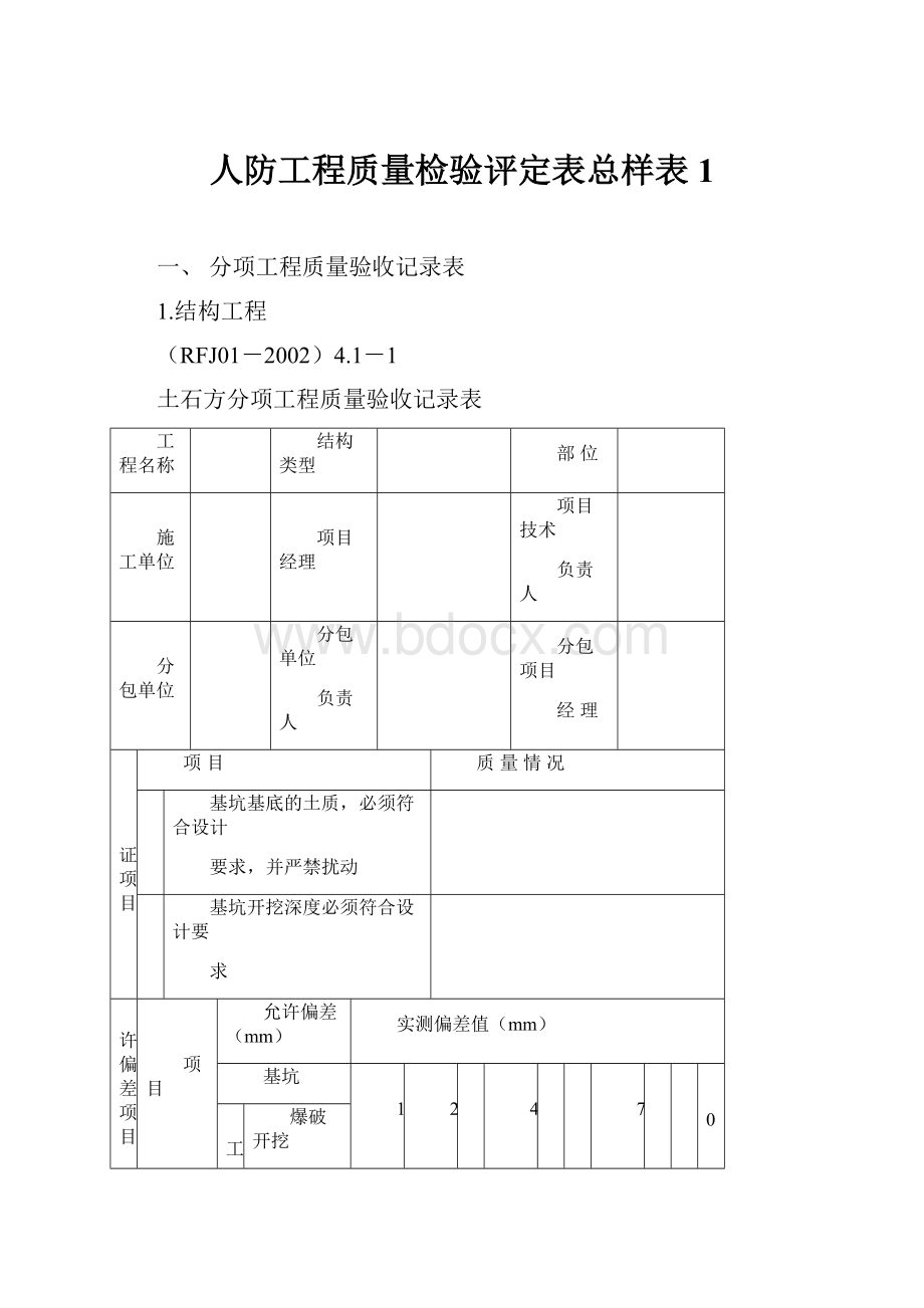 人防工程质量检验评定表总样表1.docx_第1页