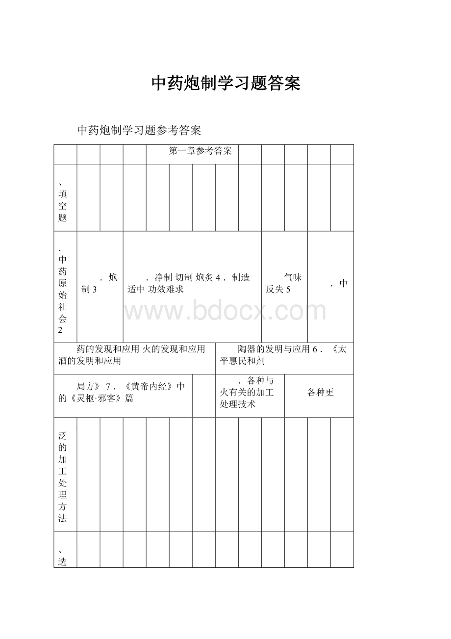 中药炮制学习题答案.docx_第1页