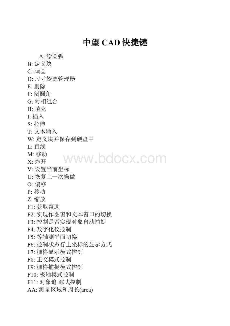 中望CAD快捷键.docx_第1页