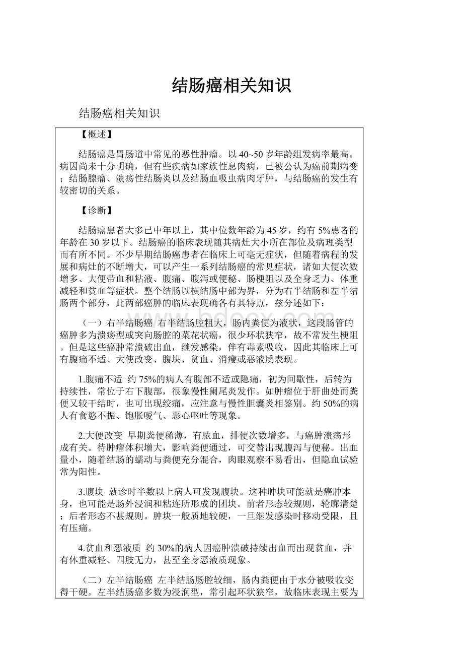 结肠癌相关知识.docx