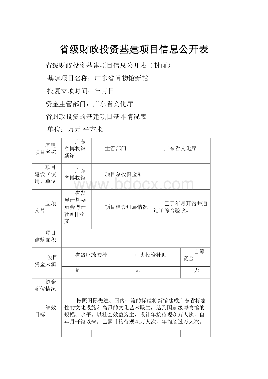 省级财政投资基建项目信息公开表.docx_第1页