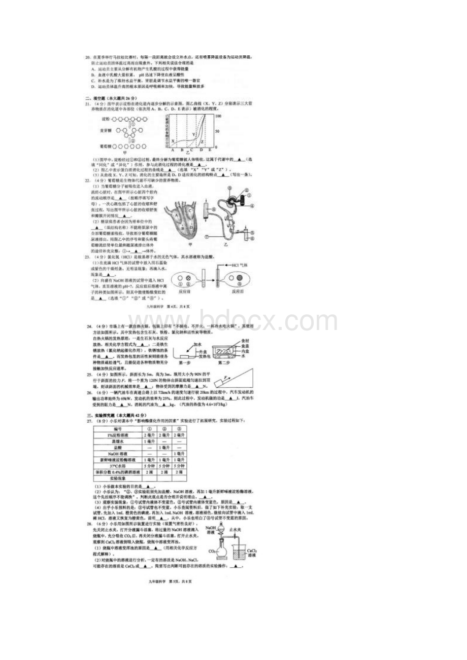 杭州市下城区秋九年级科学上学期期末试题卷附答案解析.docx_第3页