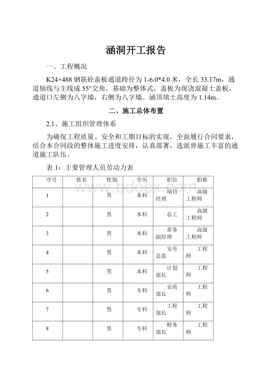 涵洞开工报告.docx